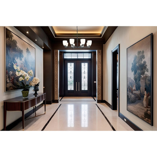 Z-Lite Naya 8 Light Chandelier, Matte Black/Matte Opal