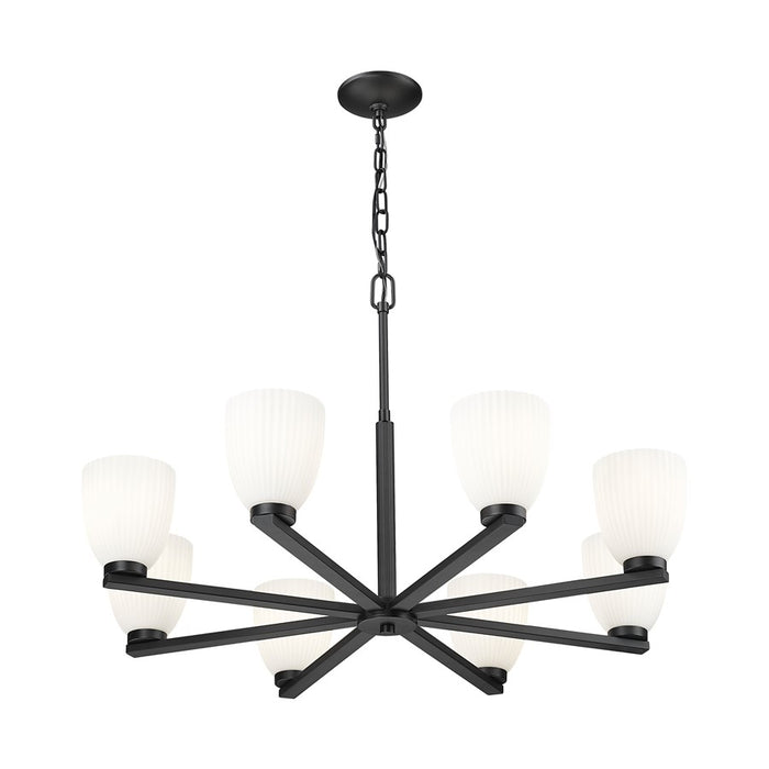 Z-Lite Naya 8 Light Chandelier, Matte Black/Matte Opal