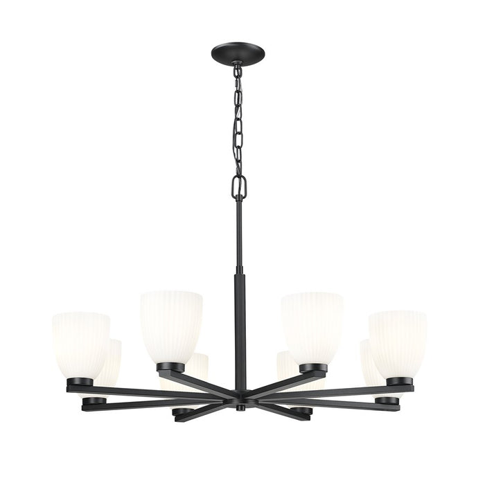 Z-Lite Naya 8 Light Chandelier, Matte Black/Matte Opal