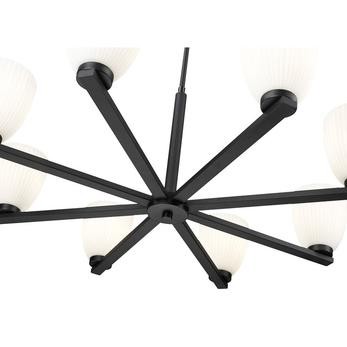 Z-Lite Naya 8 Light Chandelier, Matte Black/Matte Opal