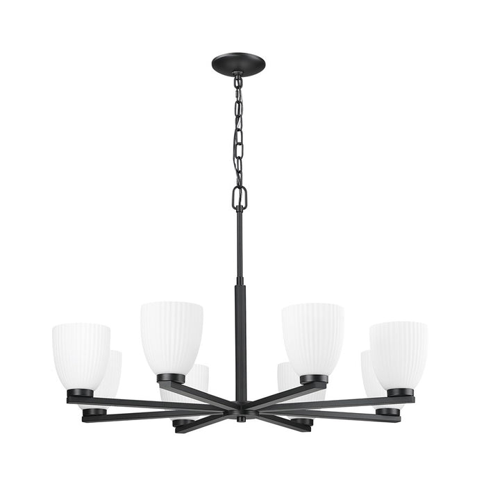 Z-Lite Naya 8 Light Chandelier, Matte Black/Matte Opal