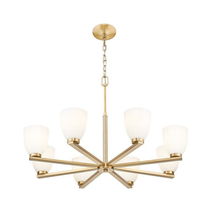 Z-Lite Naya 8 Light Chandelier, Modern Gold/Matte Opal