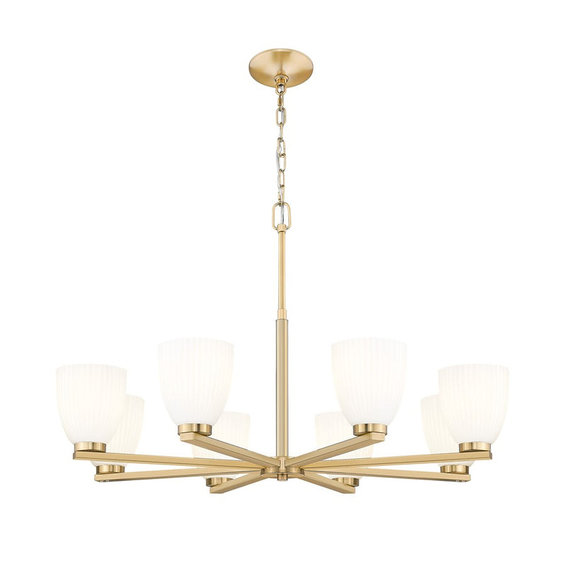 Z-Lite Naya 8 Light Chandelier, Modern Gold/Matte Opal