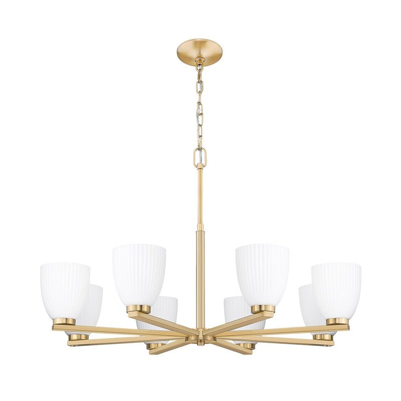 Z-Lite Naya 8 Light Chandelier, Modern Gold/Matte Opal
