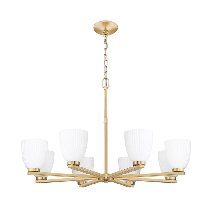 Z-Lite Naya 8 Light Chandelier, Modern Gold/Matte Opal