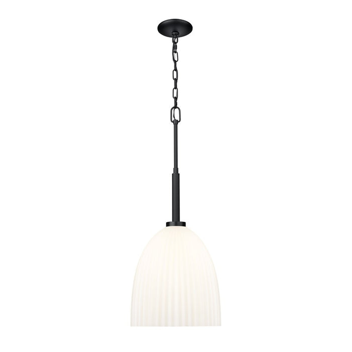 Z-Lite Naya 1 Light 11" Pendant, Matte Black/Matte Opal - 7518P11-MB