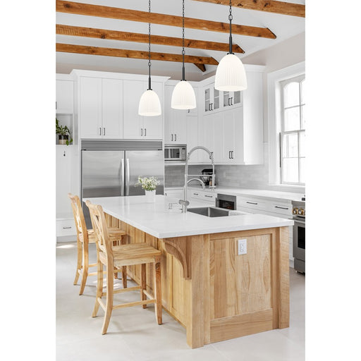 Z-Lite Naya 1 Light 11" Pendant, Matte Black/Matte Opal