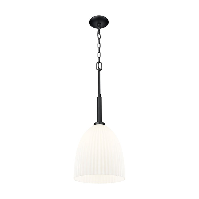 Z-Lite Naya 1 Light 11" Pendant, Matte Black/Matte Opal