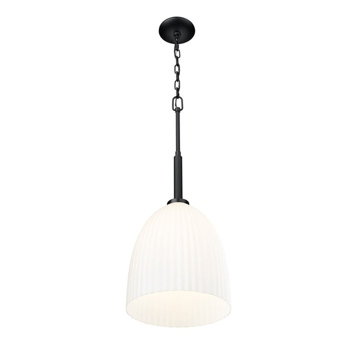 Z-Lite Naya 1 Light 11" Pendant, Matte Black/Matte Opal