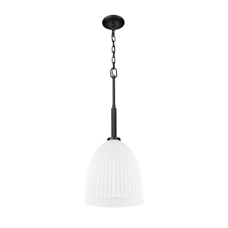 Z-Lite Naya 1 Light 11" Pendant, Matte Black/Matte Opal