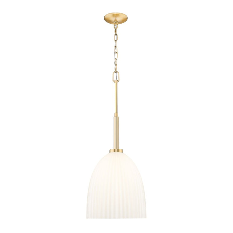 Z-Lite Naya 1 Light 11" Pendant, Modern Gold/Matte Opal - 7518P11-MGLD