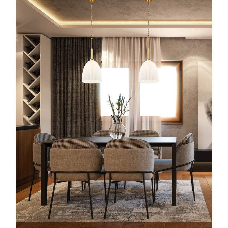 Z-Lite Naya 1 Light 11" Pendant, Modern Gold/Matte Opal