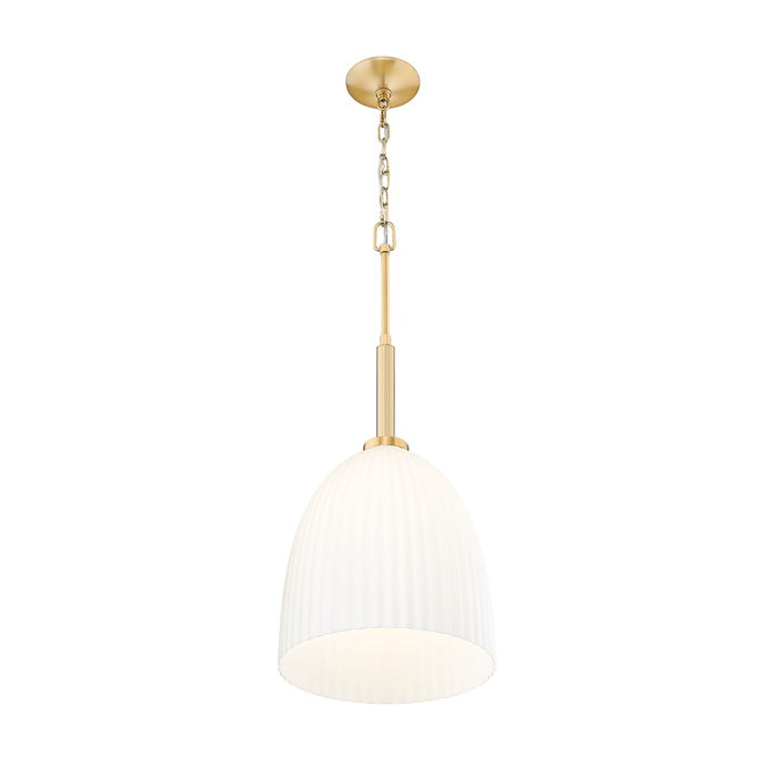 Z-Lite Naya 1 Light 11" Pendant, Modern Gold/Matte Opal