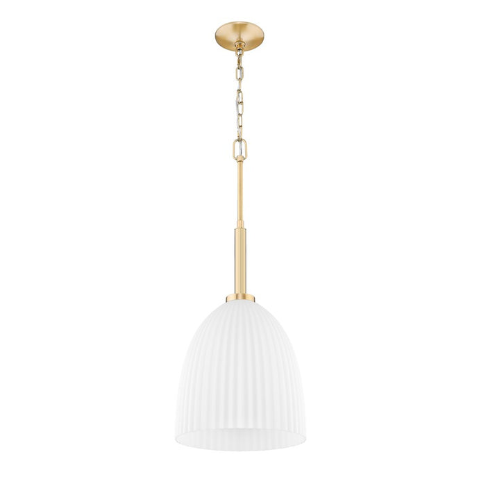 Z-Lite Naya 1 Light 11" Pendant, Modern Gold/Matte Opal