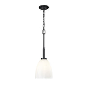 Z-Lite Naya 1 Light 8" Pendant, Matte Black/Matte Opal - 7518P8-MB
