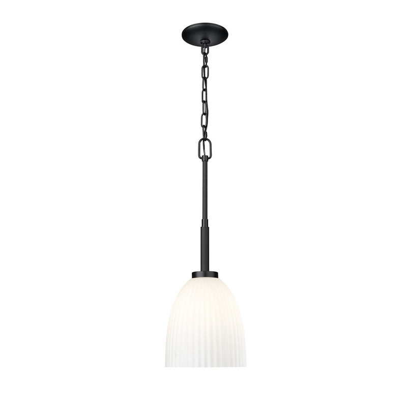 Z-Lite Naya 1 Light 8" Pendant, Matte Black/Matte Opal - 7518P8-MB