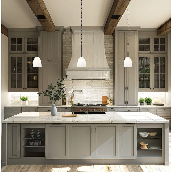 Z-Lite Naya 1 Light 8" Pendant, Matte Black/Matte Opal