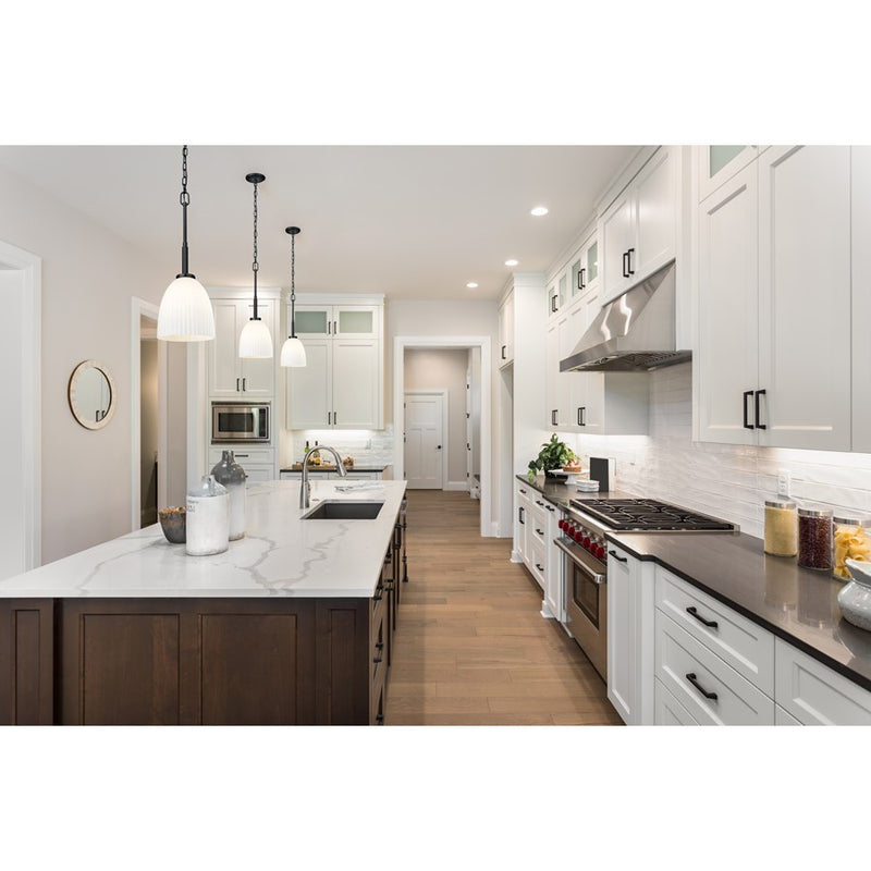 Z-Lite Naya 1 Light 8" Pendant, Matte Black/Matte Opal