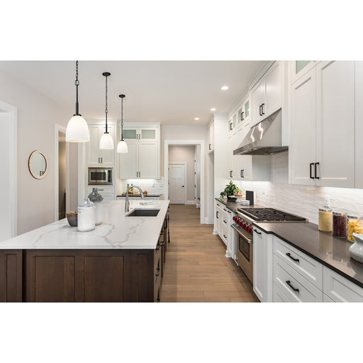 Z-Lite Naya 1 Light 8" Pendant, Matte Black/Matte Opal