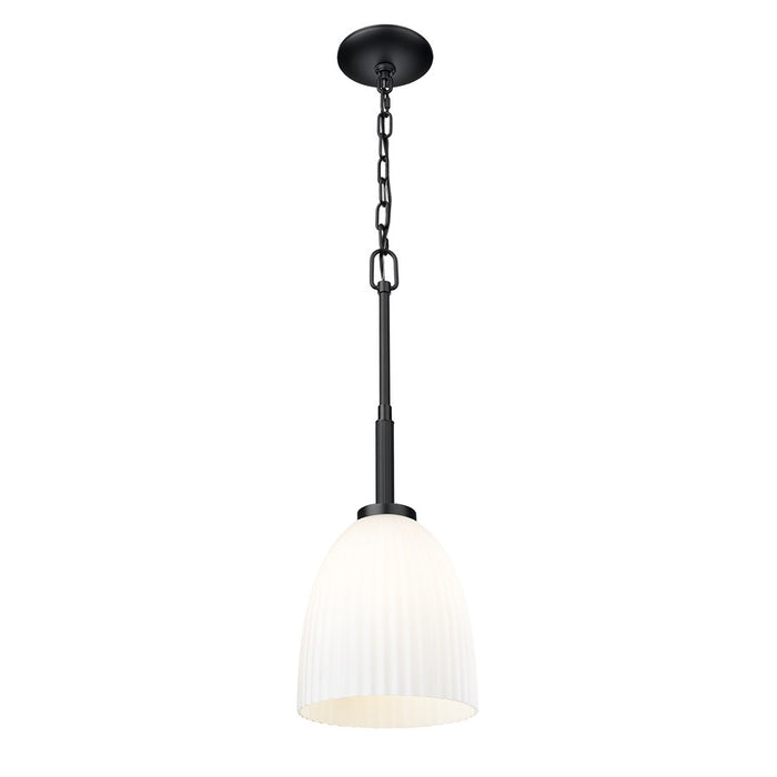 Z-Lite Naya 1 Light 8" Pendant, Matte Black/Matte Opal