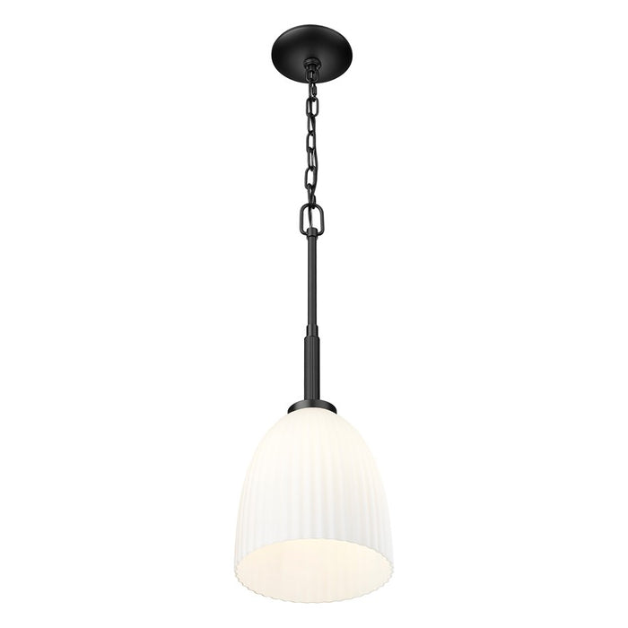 Z-Lite Naya 1 Light 8" Pendant, Matte Black/Matte Opal