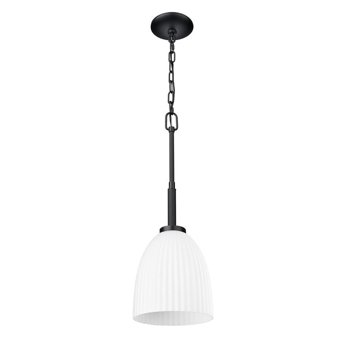Z-Lite Naya 1 Light 8" Pendant, Matte Black/Matte Opal