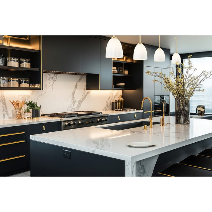 Z-Lite Naya 1 Light 8" Pendant, Modern Gold/Matte Opal