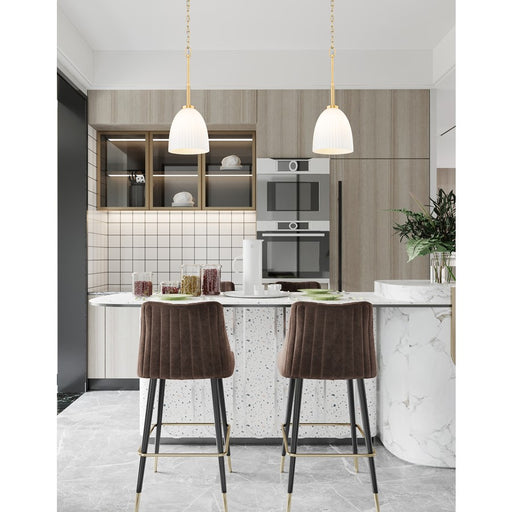 Z-Lite Naya 1 Light 8" Pendant, Modern Gold/Matte Opal