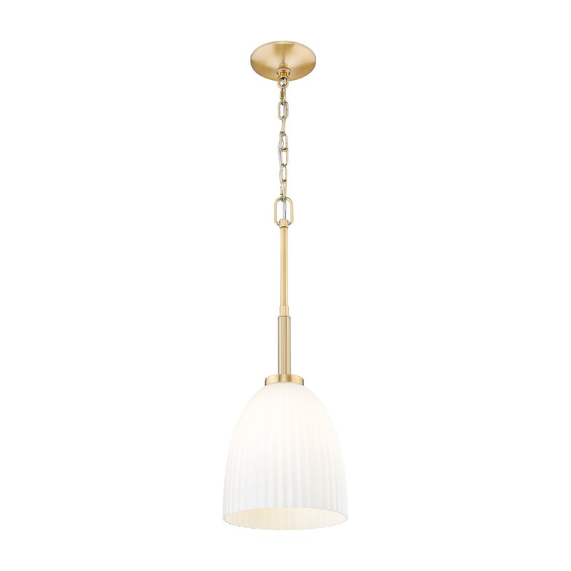 Z-Lite Naya 1 Light 8" Pendant, Modern Gold/Matte Opal
