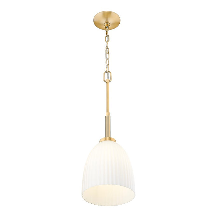 Z-Lite Naya 1 Light 8" Pendant, Modern Gold/Matte Opal