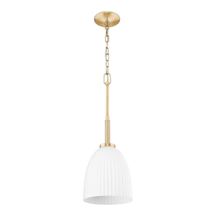 Z-Lite Naya 1 Light 8" Pendant, Modern Gold/Matte Opal