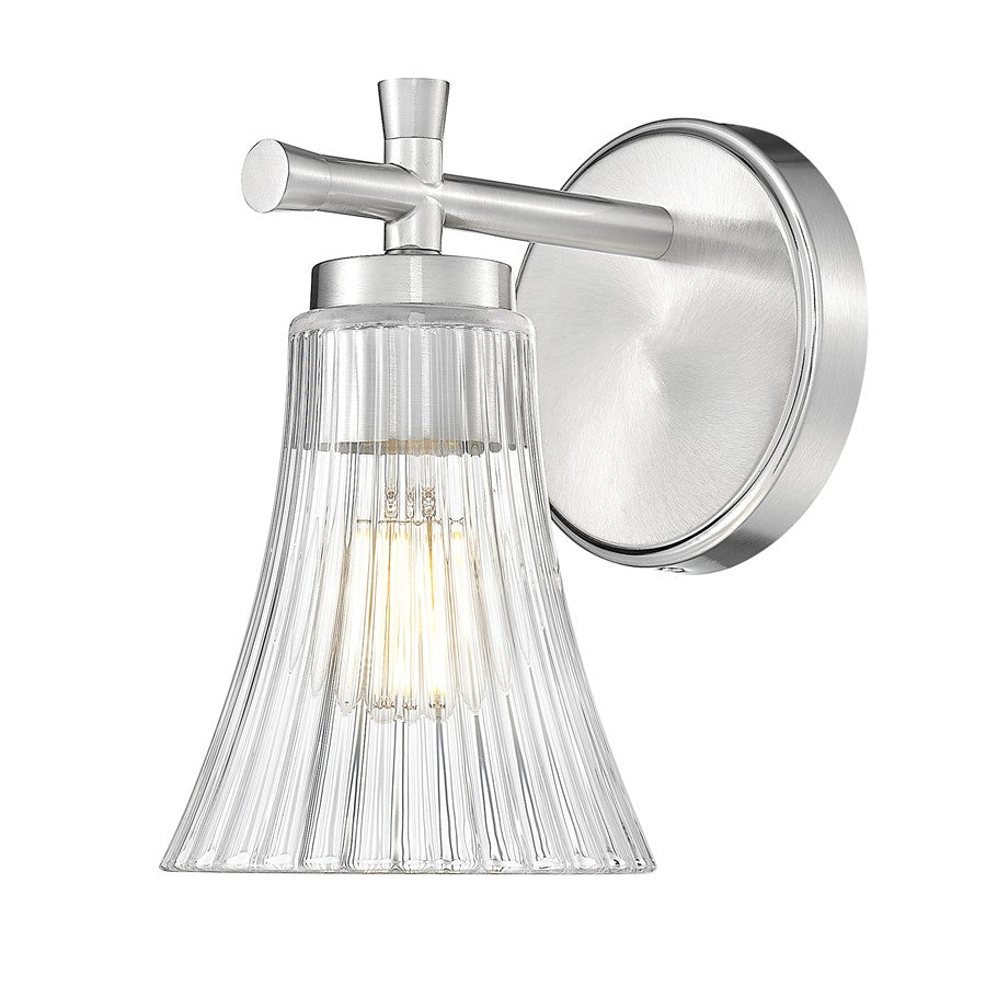 Z-Lite Belle 1 Light Wall Sconce, Brushed Nickel/Clear - 7519-1S-BN