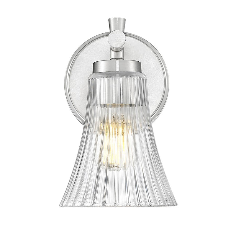 Z-Lite Belle 1 Light Wall Sconce, Brushed Nickel/Clear