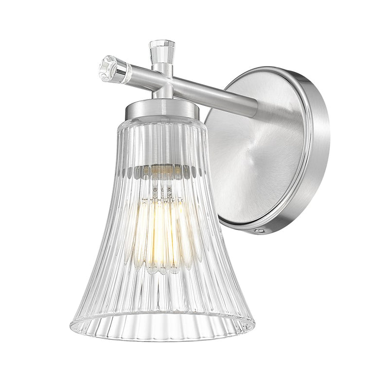 Z-Lite Belle 1 Light Wall Sconce, Brushed Nickel/Clear