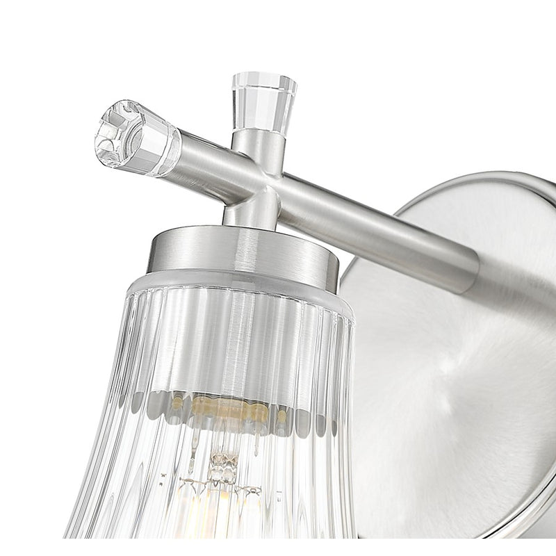 Z-Lite Belle 1 Light Wall Sconce, Brushed Nickel/Clear