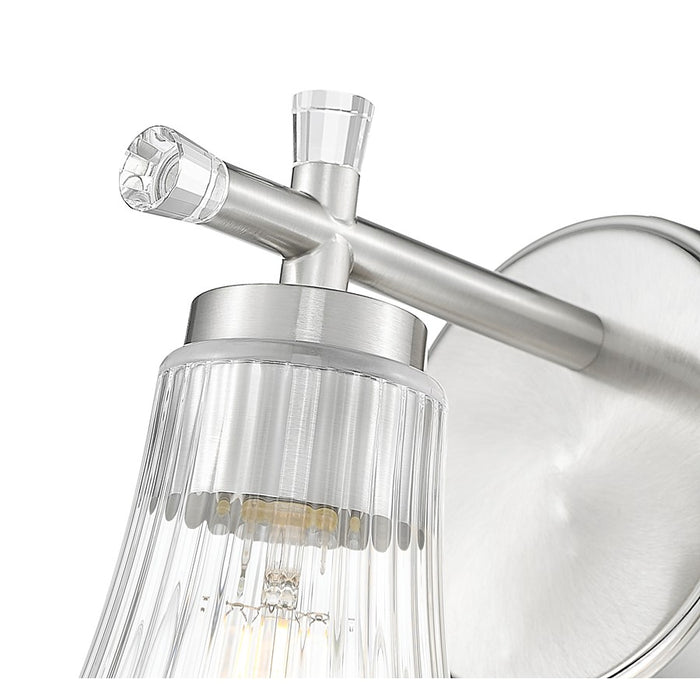 Z-Lite Belle 1 Light Wall Sconce, Brushed Nickel/Clear