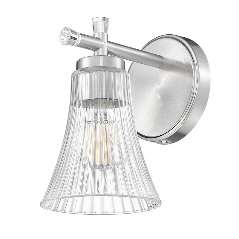 Z-Lite Belle 1 Light Wall Sconce, Brushed Nickel/Clear