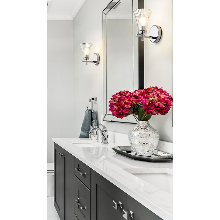 Z-Lite Belle 1 Light Wall Sconce, Chrome/Clear