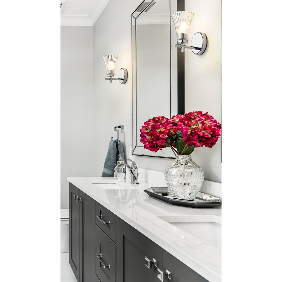 Z-Lite Belle 1 Light Wall Sconce, Chrome/Clear