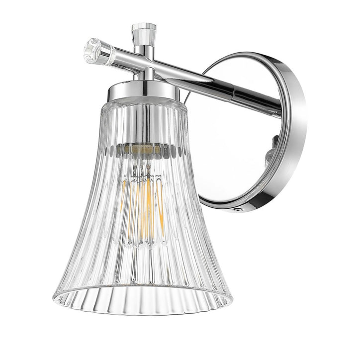 Z-Lite Belle 1 Light Wall Sconce, Chrome/Clear