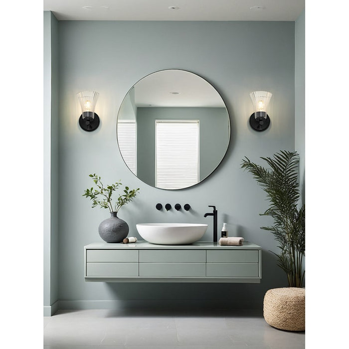 Z-Lite Belle 1 Light Wall Sconce, Matte Black/Clear