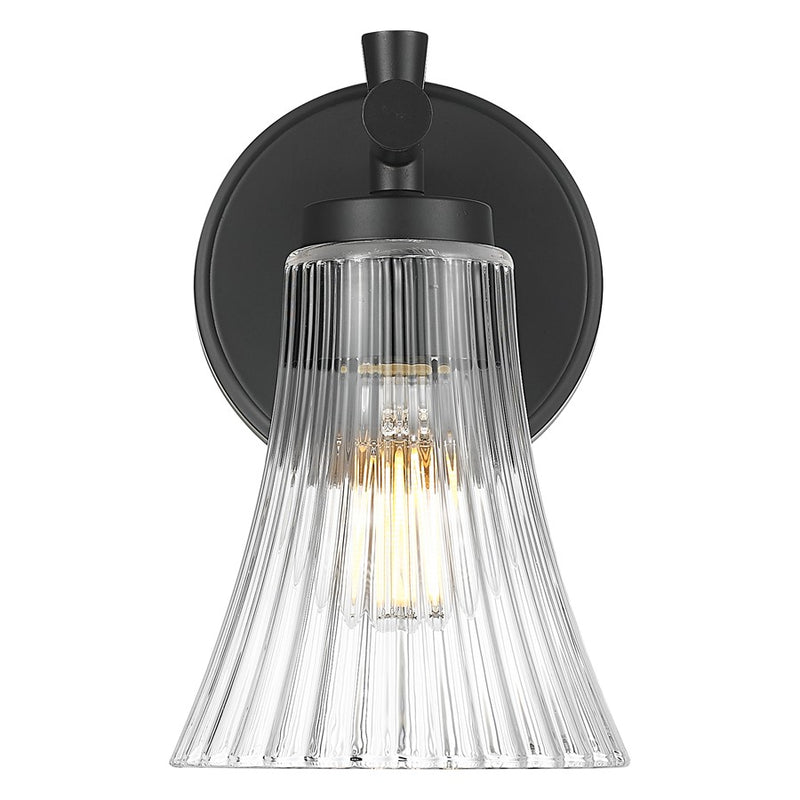 Z-Lite Belle 1 Light Wall Sconce, Matte Black/Clear