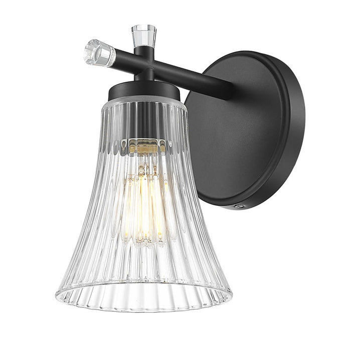 Z-Lite Belle 1 Light Wall Sconce, Matte Black/Clear