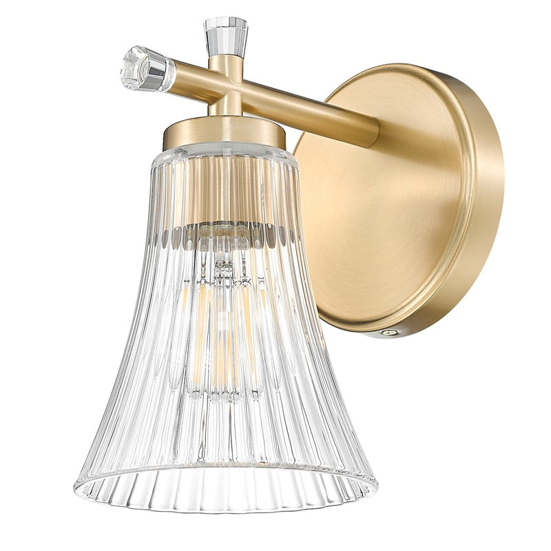Z-Lite Belle 1 Light Wall Sconce, Modern Gold/Clear