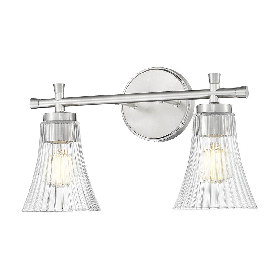 Z-Lite Belle 2 Light Vanity, Brushed Nickel/Clear - 7519-2V-BN
