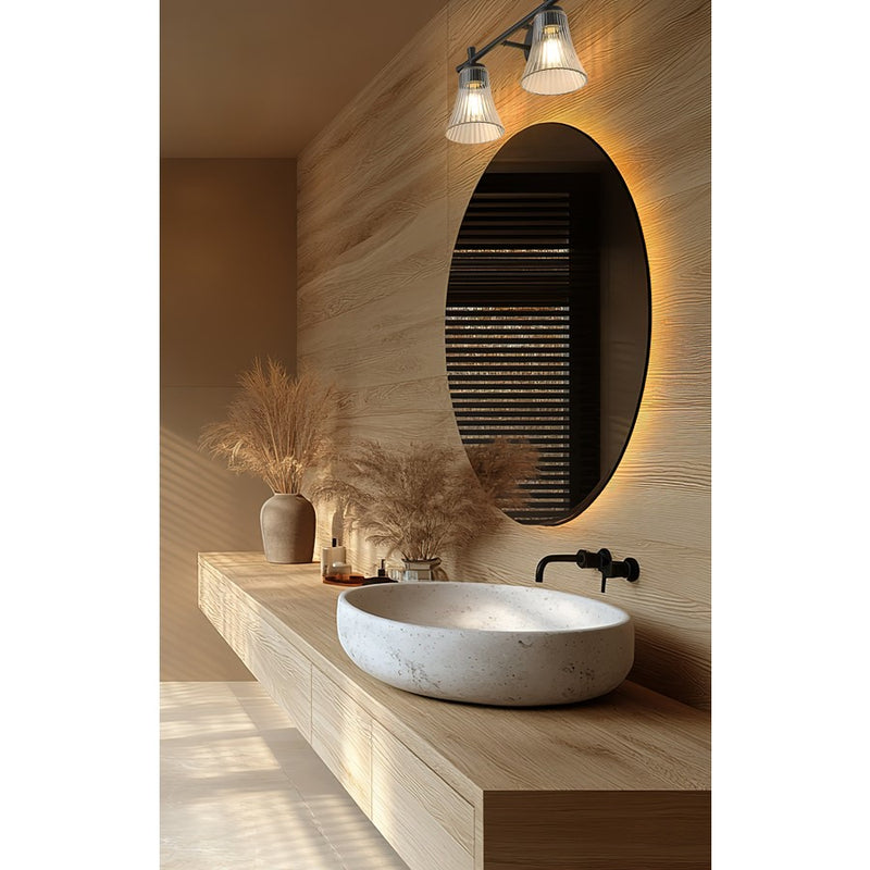 Z-Lite Belle 2 Light Vanity, Matte Black/Clear