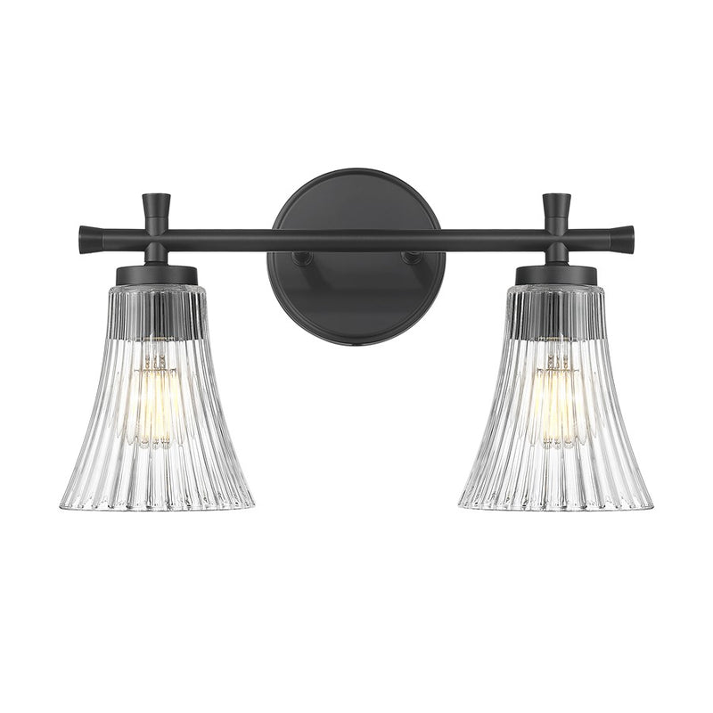Z-Lite Belle 2 Light Vanity, Matte Black/Clear
