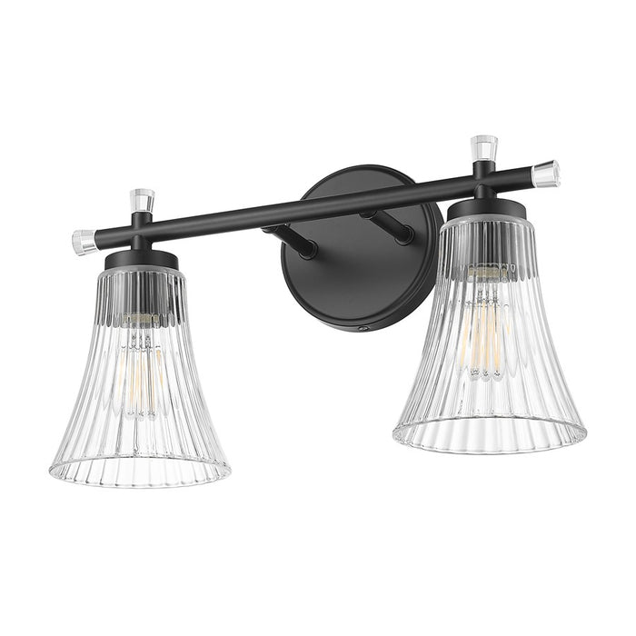 Z-Lite Belle 2 Light Vanity, Matte Black/Clear