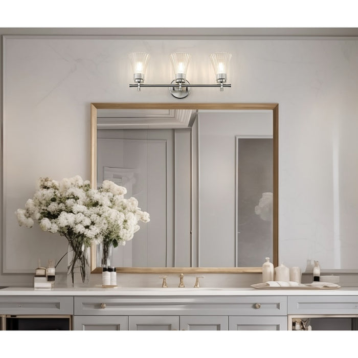 Z-Lite Belle 3 Light Vanity, Brushed Nickel/Clear