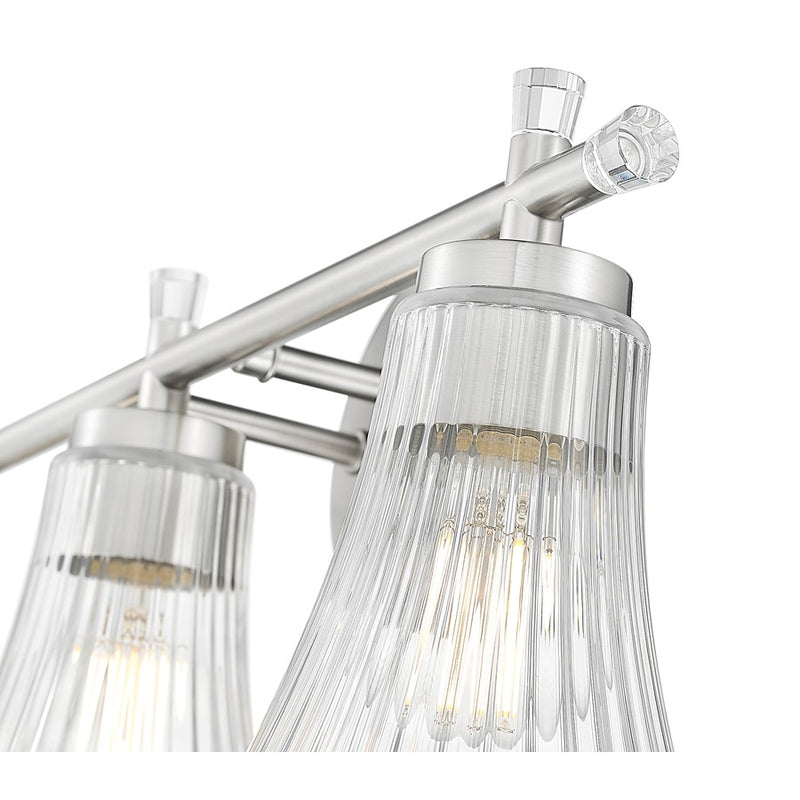 Z-Lite Belle 3 Light Vanity, Brushed Nickel/Clear